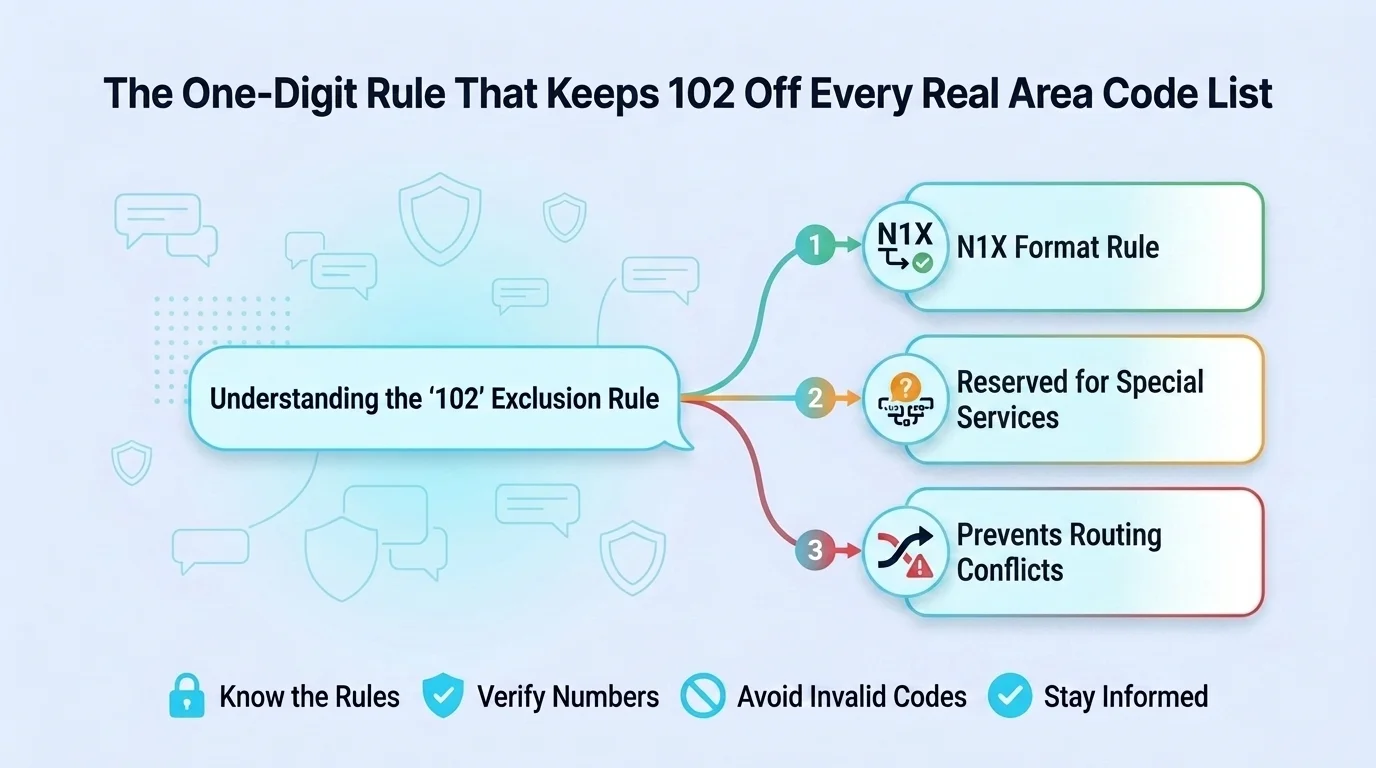 The One-Digit Rule That Keeps 102 Off Every Real Area Code List