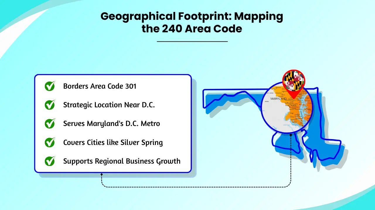 240 Area Code Coverage Map Across Maryland