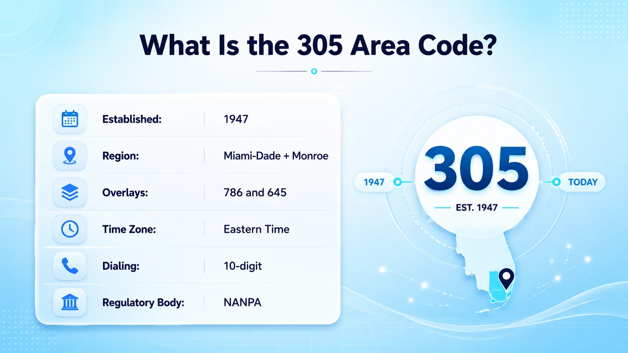 Overview graphic explaining Miami's original telephone prefix