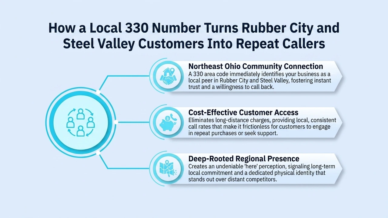 How a Local 330 Number Turns Rubber City and Steel Valley Customers Into Repeat Callers — three reasons: Northeast Ohio community connection, cost-effective customer access, and deep-rooted regional presence
