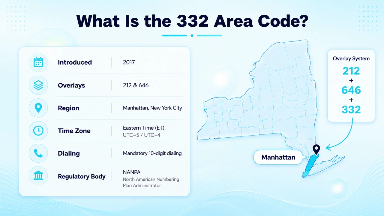 Map of Manhattan neighborhoods served by the 332 prefix