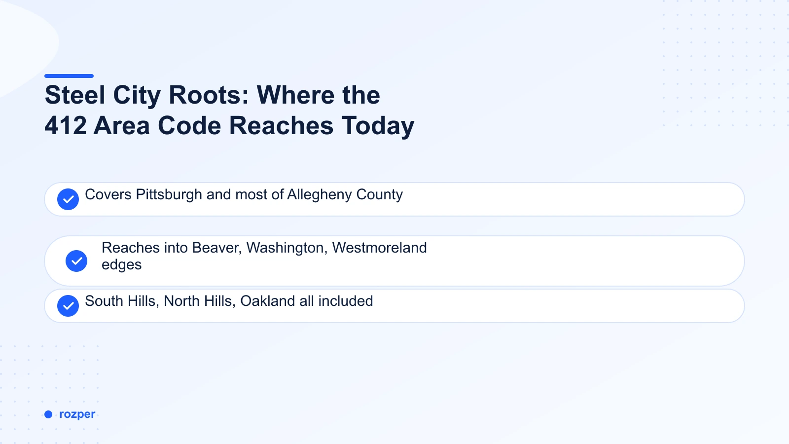 Steel City Roots: Where the 412 Area Code Reaches Today — Map showing the 412 area code footprint centered on Pittsburgh and Allegheny County with edges into Beaver, Washington, and Westmoreland counties