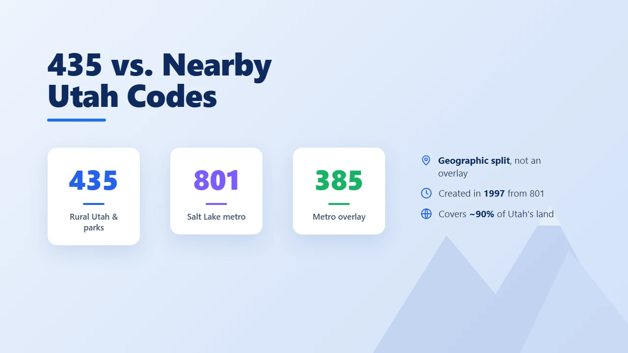 Comparing 435 with other Utah area codes