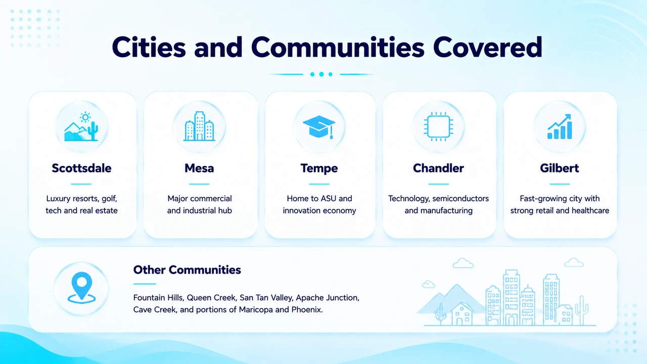 Cities and communities covered by the 480 area code