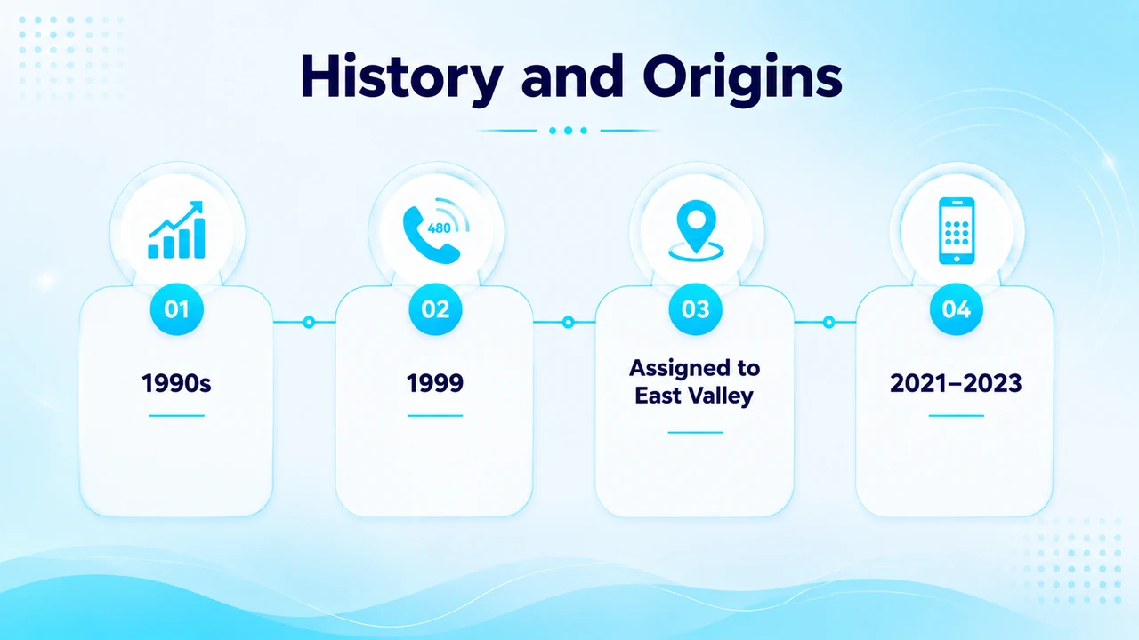 Timeline showing the 602 area code splitting to create the 480 East Valley prefix
