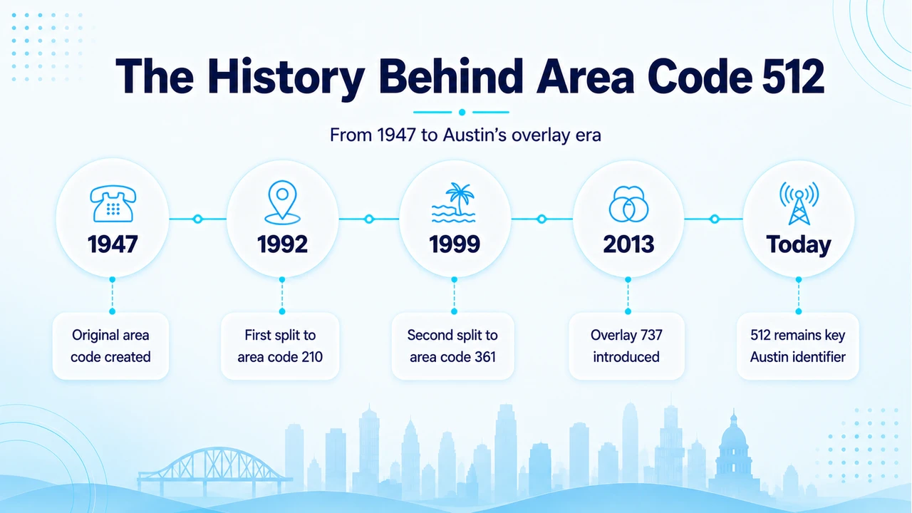 Timeline of the 512 area code's splits and overlay