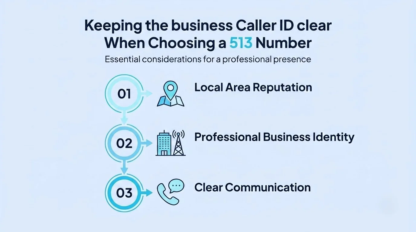 Keeping Business Caller ID Clear When Choosing a 513 Number — three tips: verified business name, optimal local calling times, and targeted Cincinnati presence