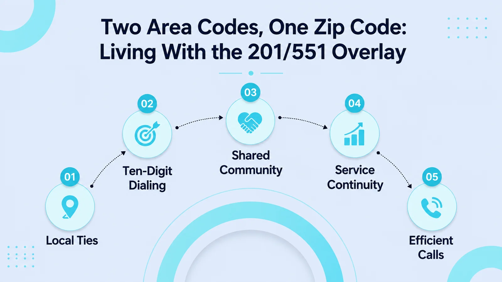 Two Area Codes, One Zip Code: Living With the 201/551 Overlay — local ties, ten-digit dialing, shared community, service continuity, and efficient calls