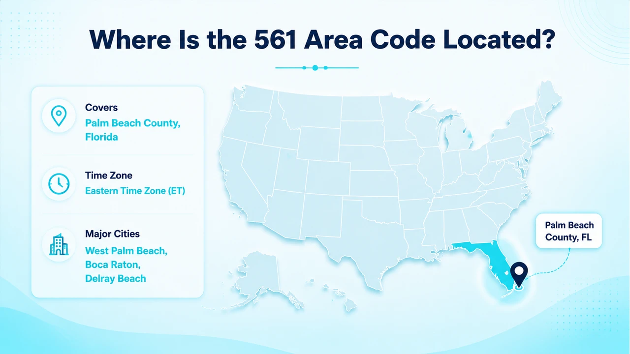 Map of Palm Beach County towns in the 561 territory