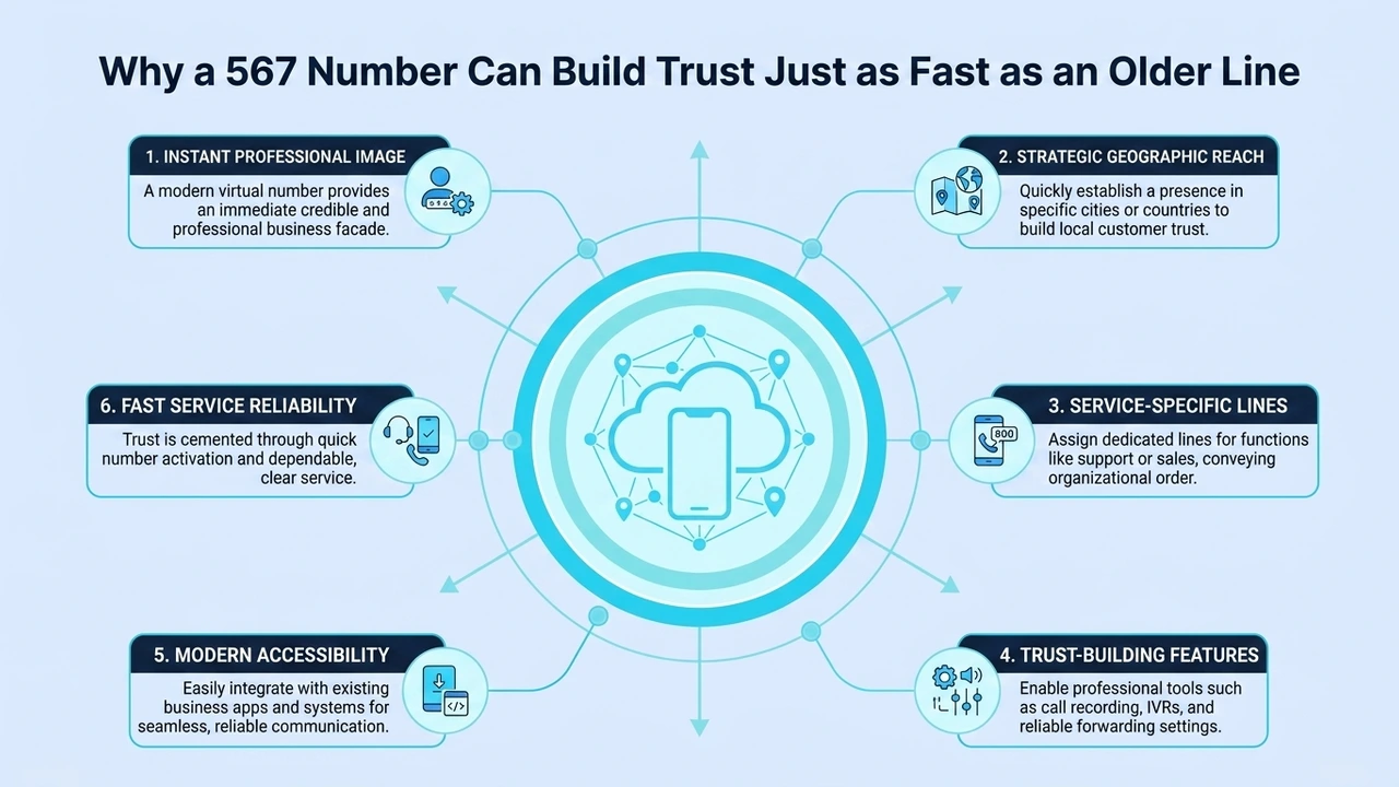 Why a 567 Number Can Build Trust Just as Fast as an Older Line — six reasons: instant professional image, strategic geographic reach, service-specific lines, trust-building features, modern accessibility, and fast service reliability