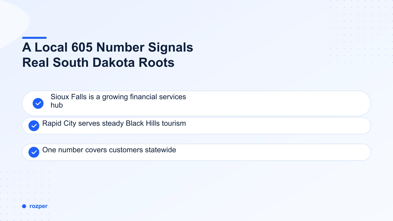A Local 605 Number Signals Real South Dakota Roots — an icon set showing a business phone alongside Sioux Falls and Rapid City skylines