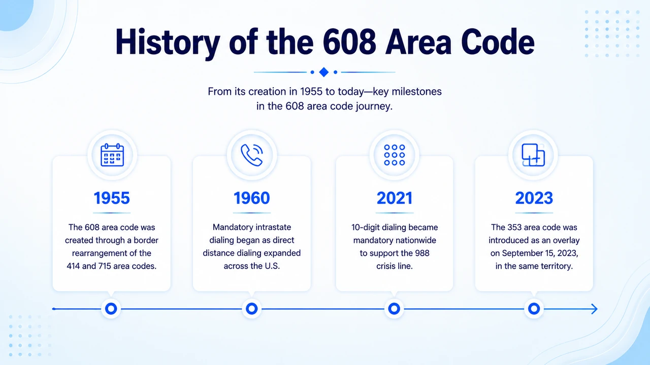 Timeline of southwestern Wisconsin's telephone code history