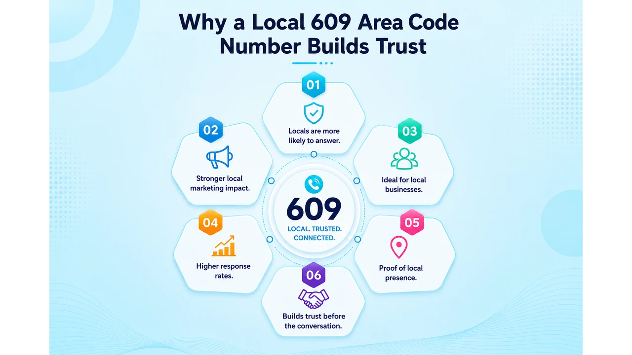 Illustration of a New Jersey business earning customer trust with a local number