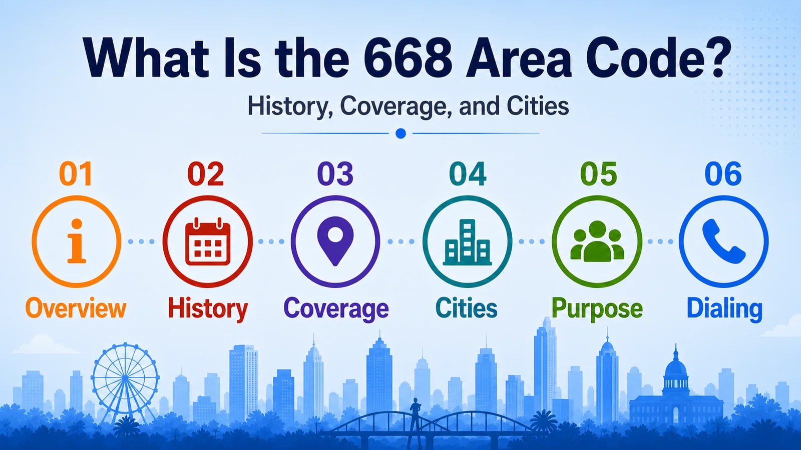 What Is the 668 Area Code? History, Coverage, and Cities — six-step overview covering overlay area code, 2022 launch, coverage of 408 and 669, San Jose and Santa Clara cities, purpose, and 10-digit dialing