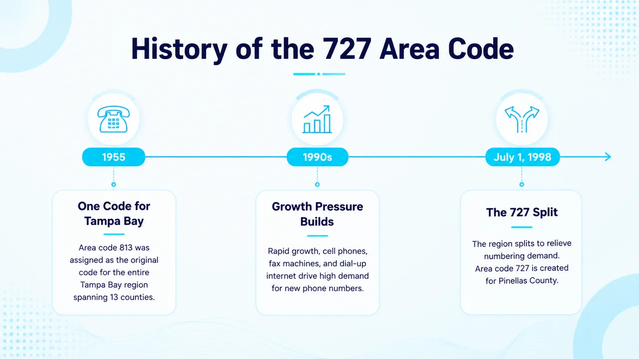 Timeline of Pinellas County's telephone numbering changes