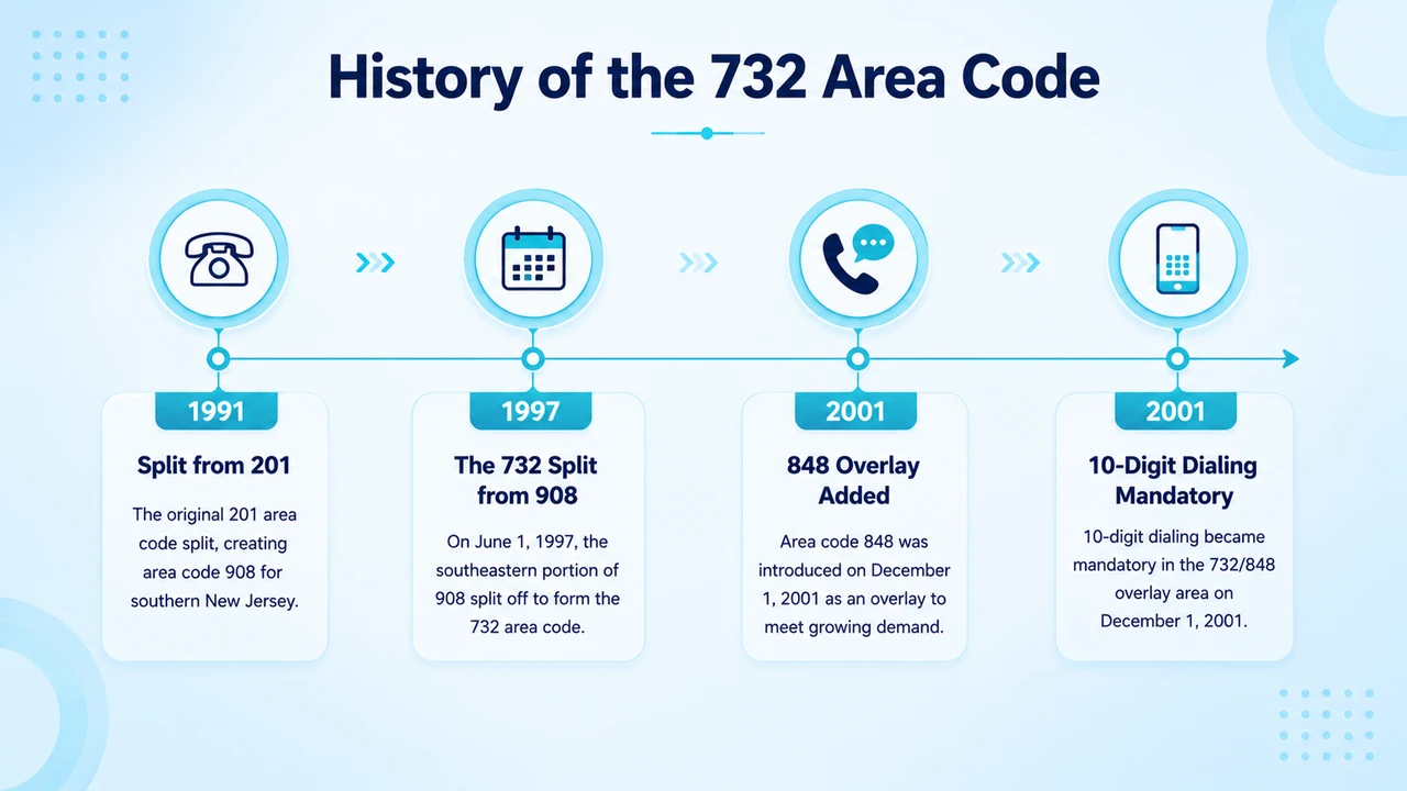 Timeline of central New Jersey's telephone numbering changes