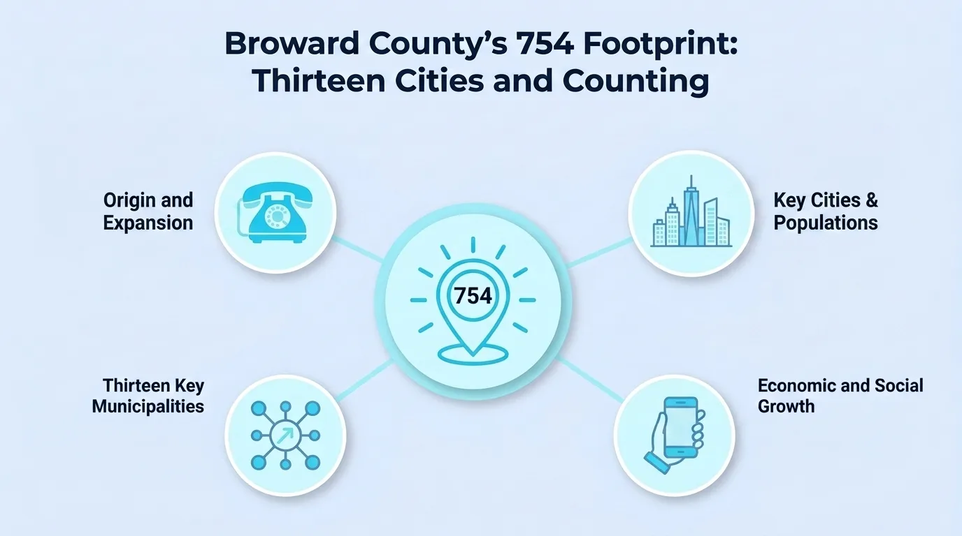 Broward County's 754 Footprint: Thirteen Cities and Counting — origin and expansion, key cities and populations, thirteen key municipalities, and economic and social growth