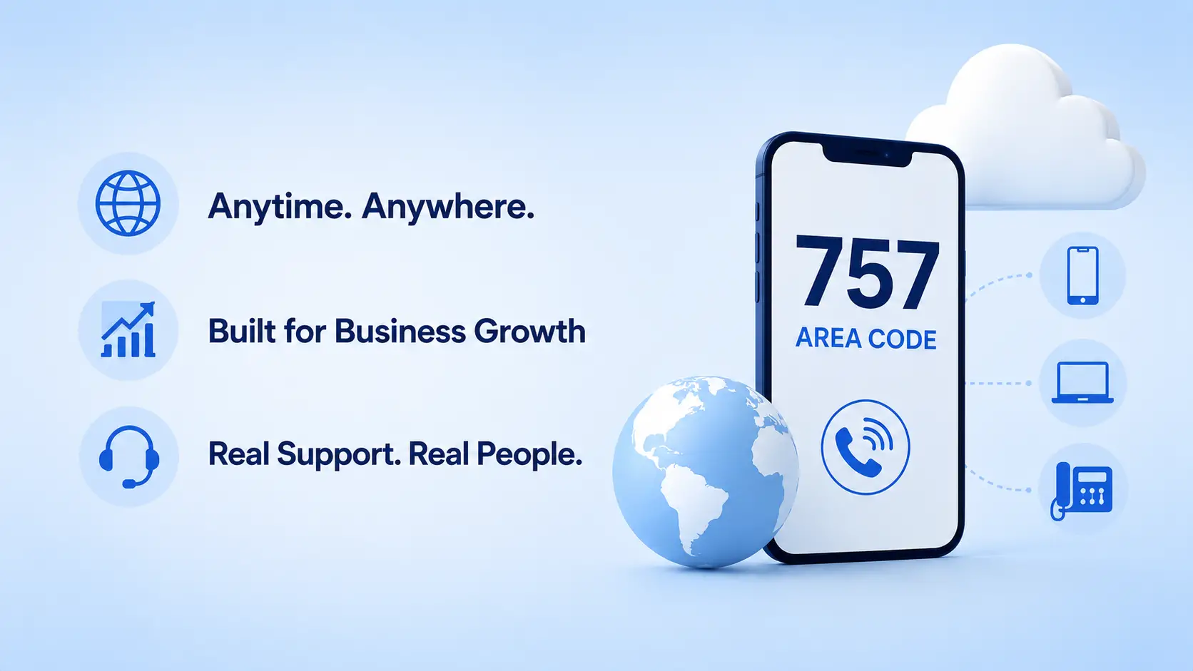 Anytime. Anywhere. — infographic showing how to provision a Hampton Roads business line from the cloud