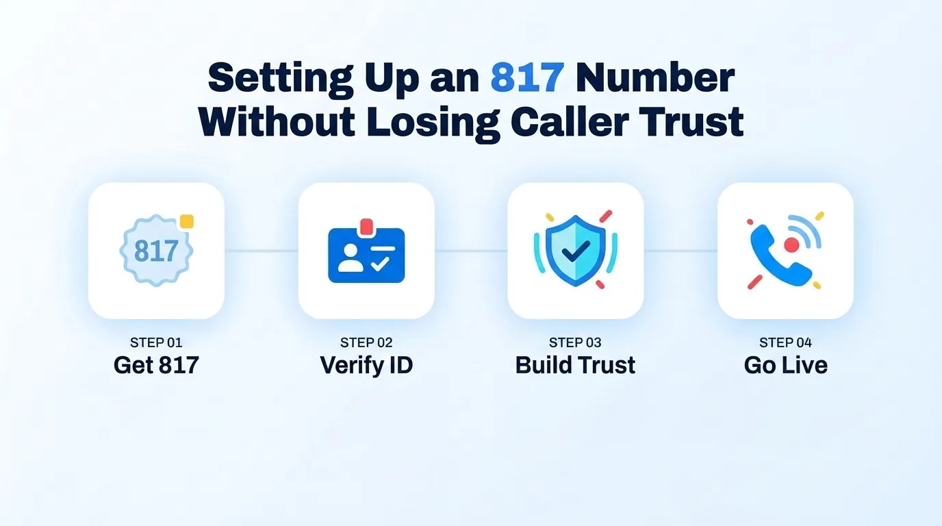 Setting Up an 817 Number Without Losing Caller Trust — four-step process: get 817, verify ID, build trust, go live