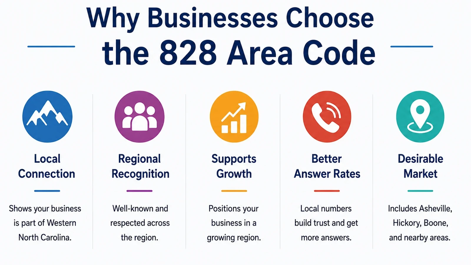Snapshot of why western North Carolina businesses pick a local mountain-region prefix