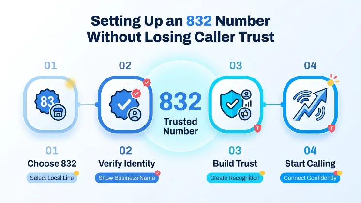 Setting Up an 832 Number Without Losing Caller Trust — four steps: choose 832, verify identity, build trust, start calling