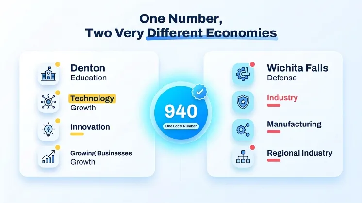 One Number, Two Very Different Economies — Denton's education, technology, and innovation growth compared to Wichita Falls's defense, industry, and manufacturing