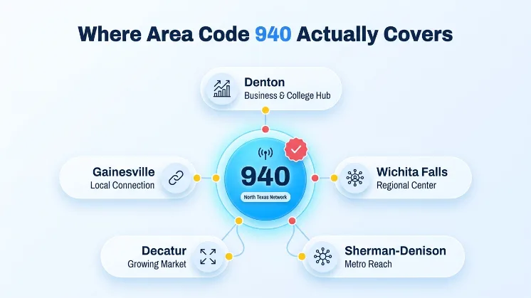 Where Area Code 940 Actually Covers — Denton, Gainesville, Wichita Falls, Decatur, and Sherman-Denison inside the 940 North Texas network
