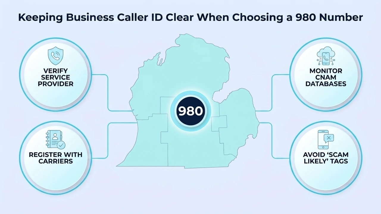 Keeping Business Caller ID Clear When Choosing a 980 Number — four steps: verify service provider, register with carriers, monitor CNAM databases, and avoid scam-likely tags