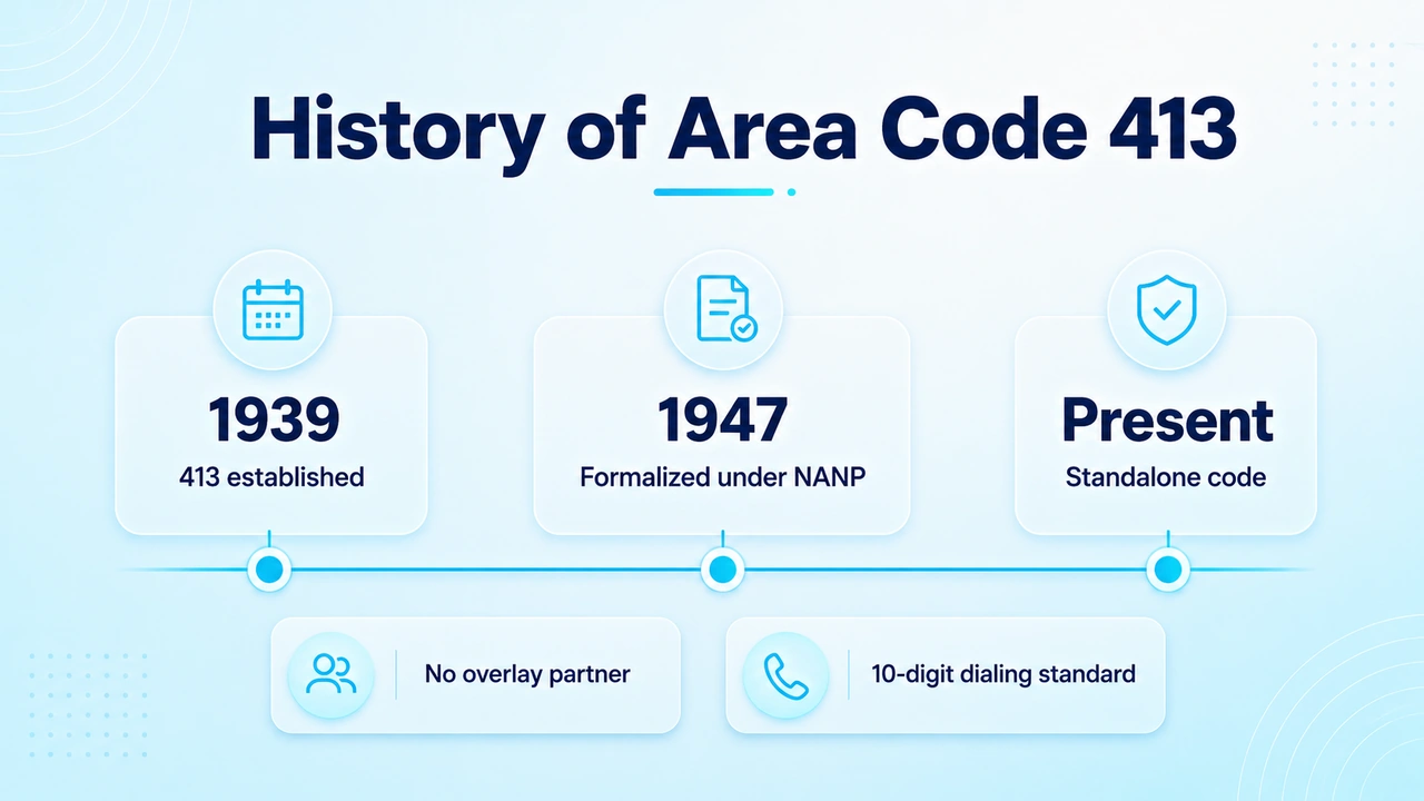Timeline graphic tracing the 1939 origin of western Massachusetts phone numbering