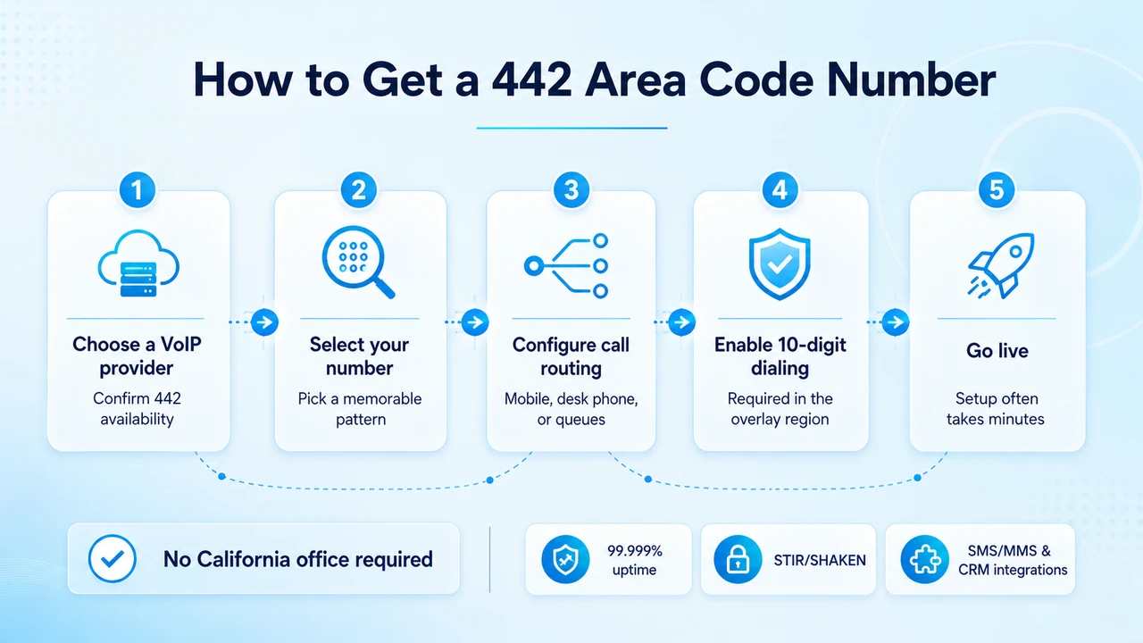 VoIP signup flow for activating a new southern California business number