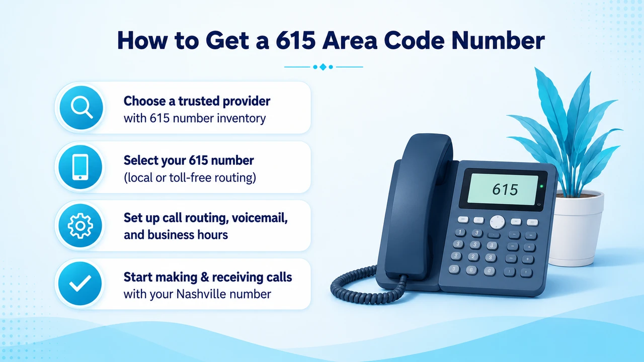 Step-by-step VoIP setup illustration for activating a Nashville business line