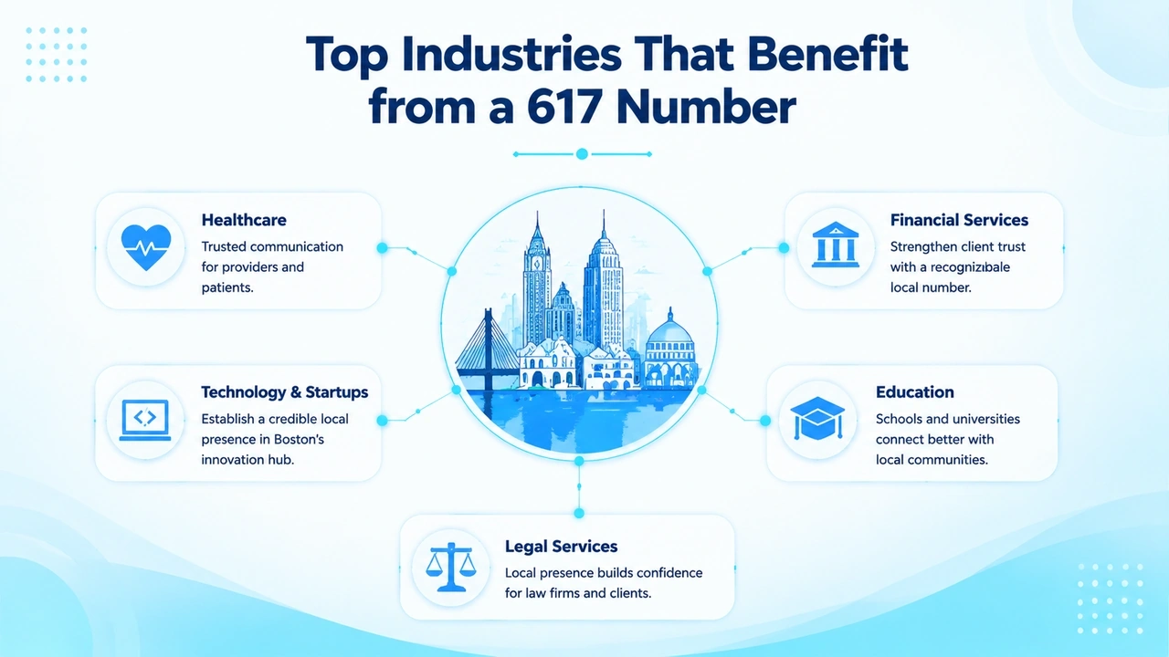 Icon set representing Boston's tech, healthcare, finance, and education sectors
