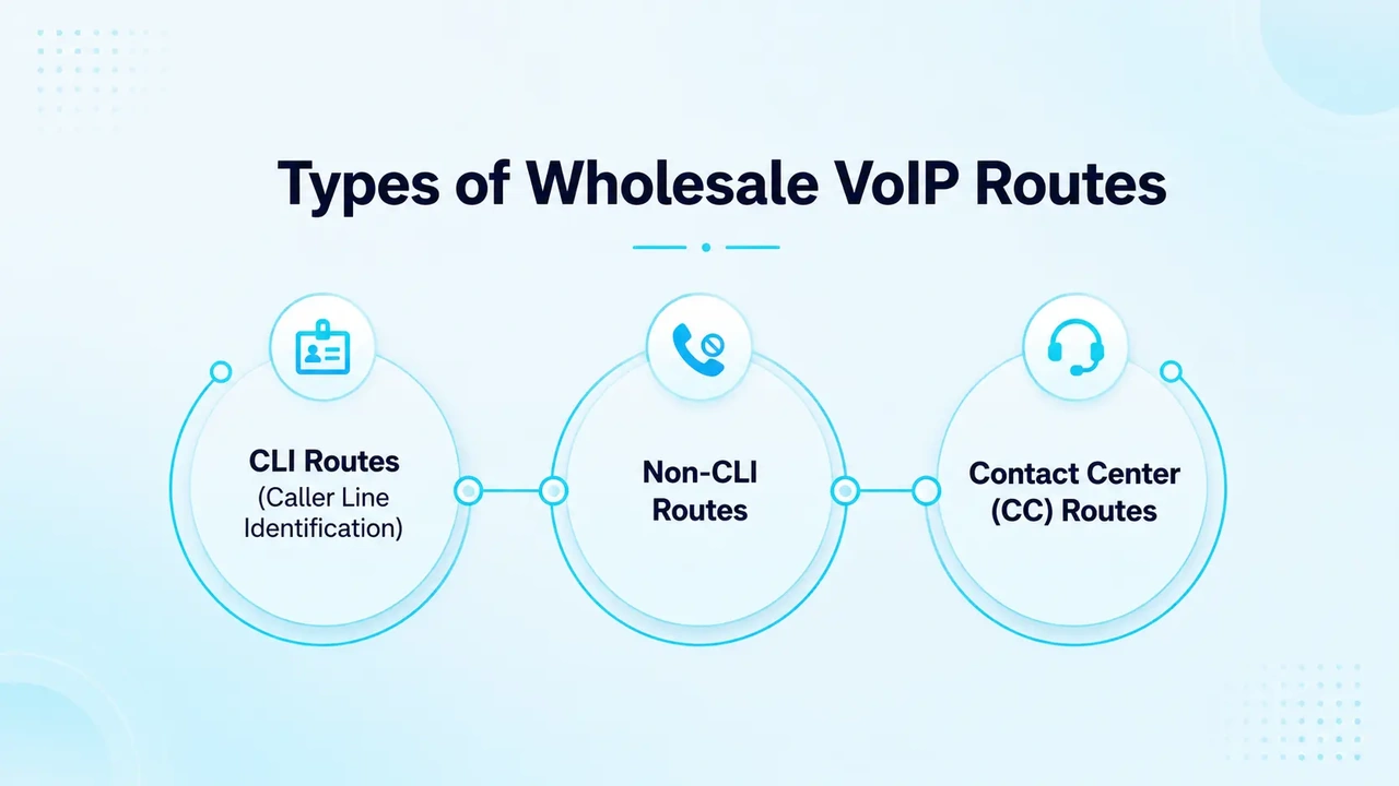 Three labeled route paths comparing CLI, Non-CLI, and contact center traffic