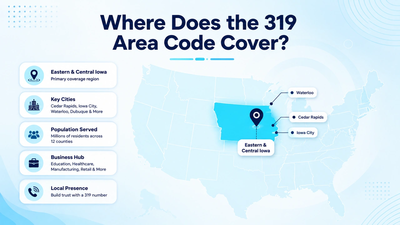 Icons for Cedar Rapids, Iowa City, Waterloo, and other cities covered by the 319 prefix
