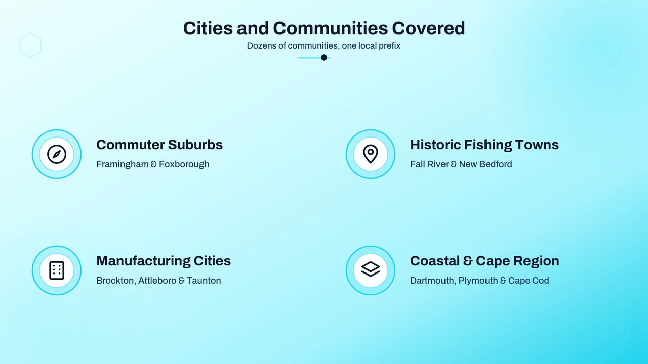 Illustration of coastal and inland Massachusetts towns within the coverage zone