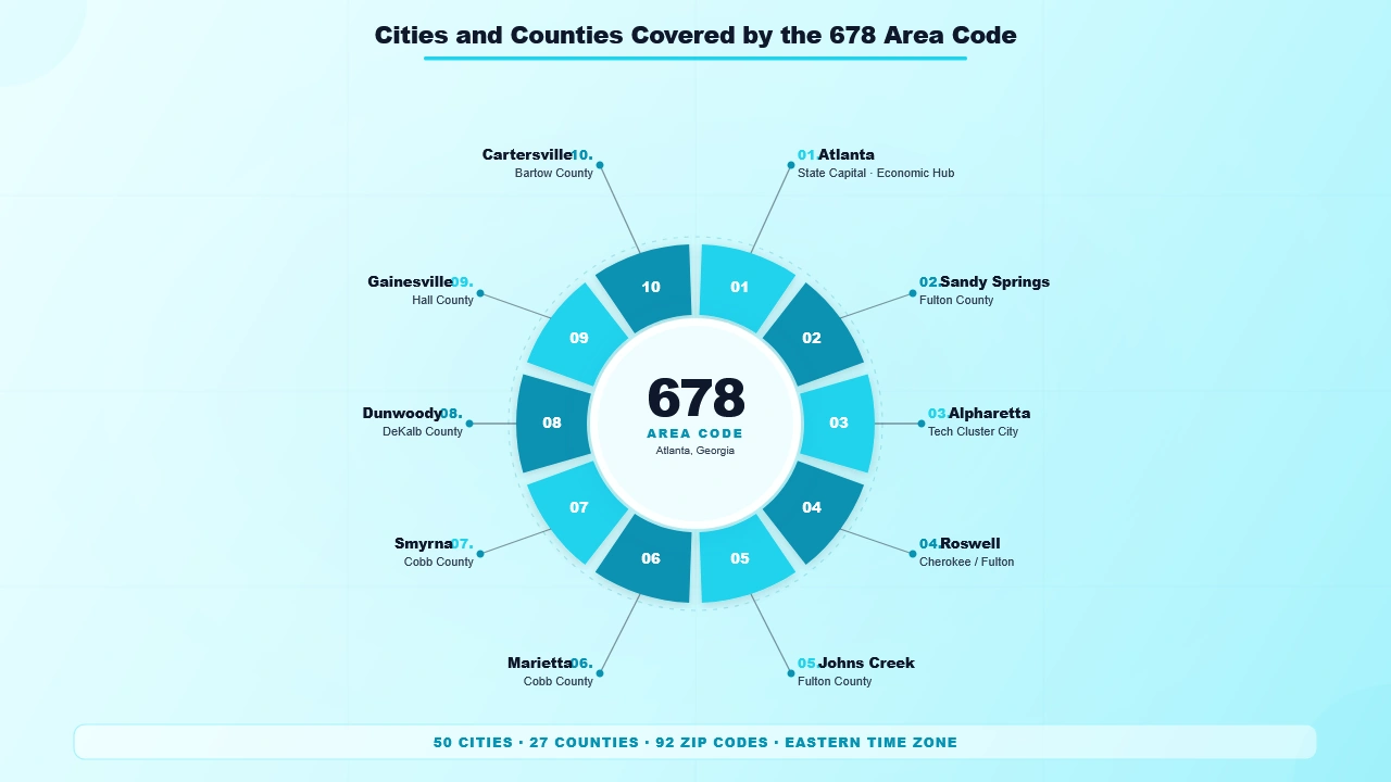 Cities and Counties Covered by the 678 Area Code