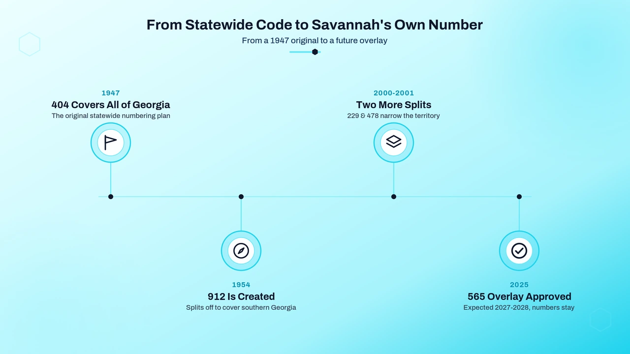 Timeline graphic tracing the splits that narrowed this prefix down to the Savannah area