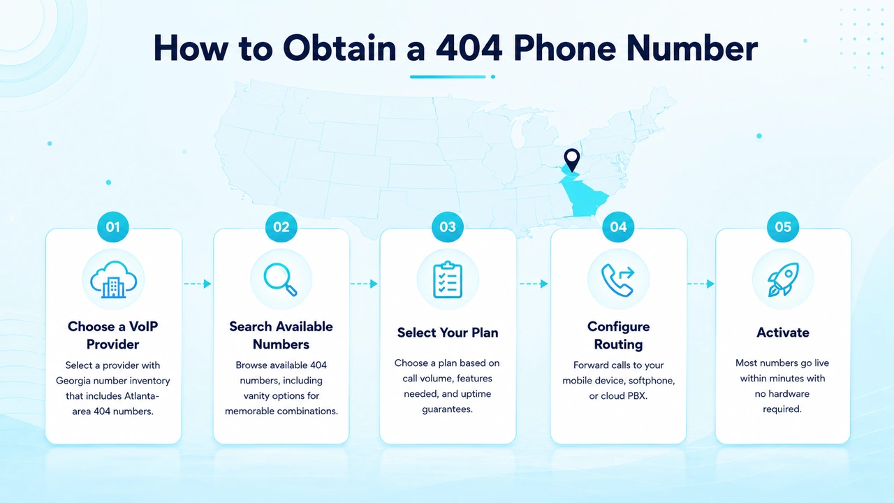 Step-by-step signup screen for activating a new Atlanta business phone line