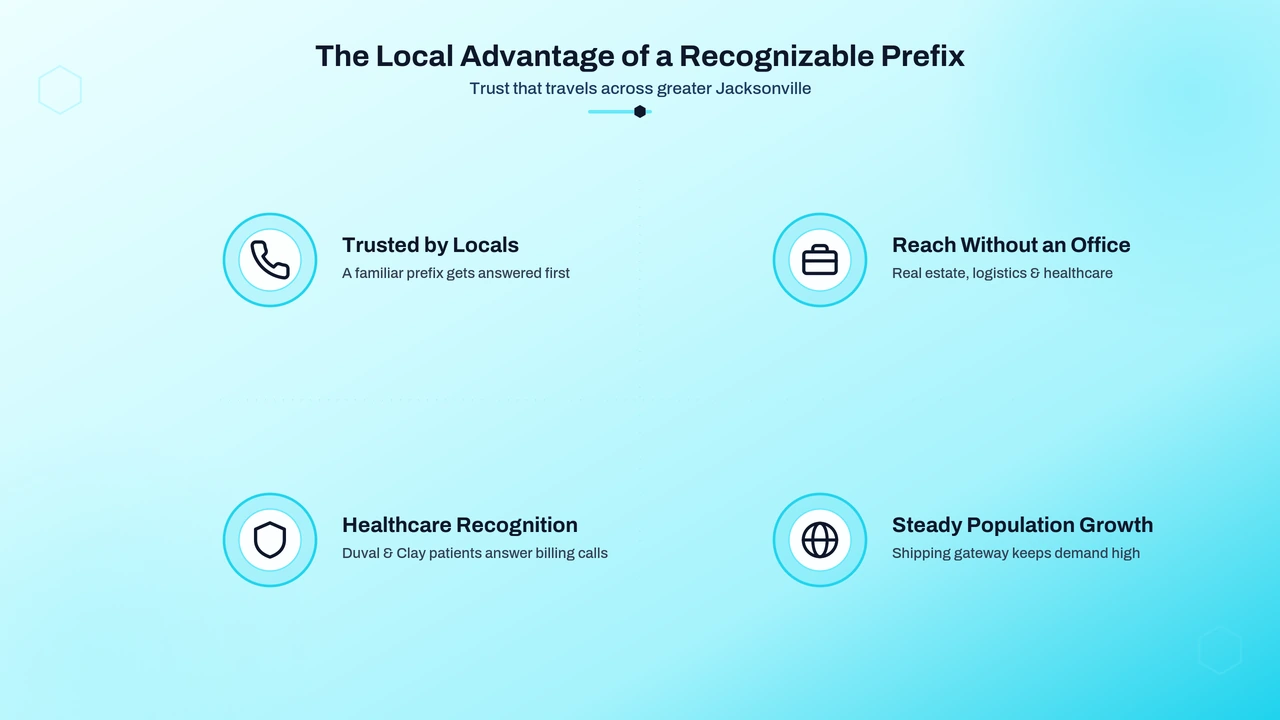 Customer answering a call, illustrating the trust a familiar local prefix builds