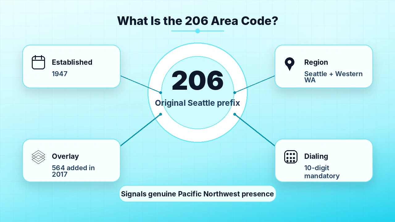 Overview graphic explaining the origins of Seattle's 206 area code