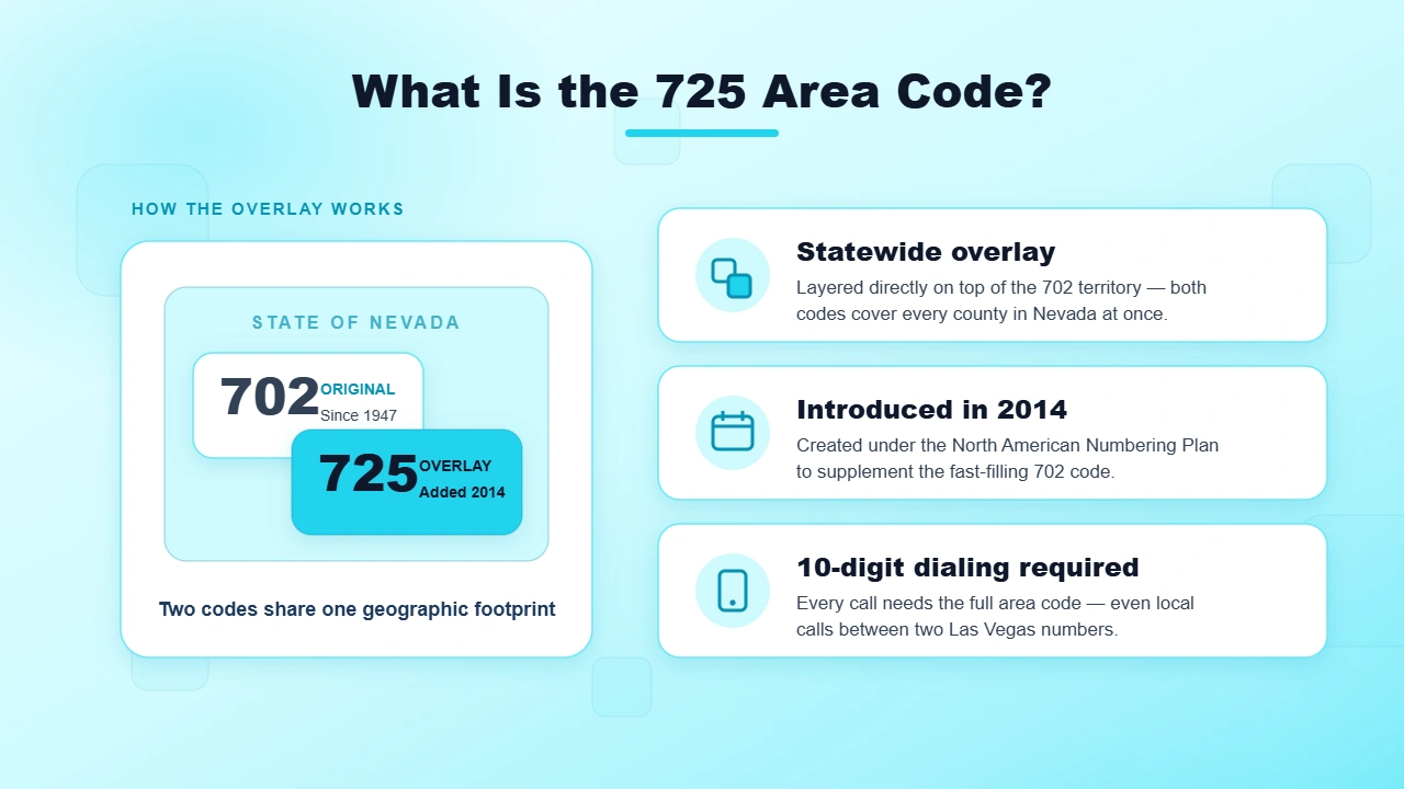 Nevada overlay map showing the 725 prefix layered on top of the original 702 code