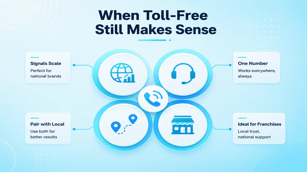 National brand call center using a toll-free number for nationwide support