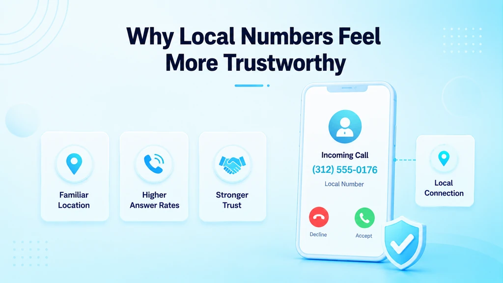 Customer recognizing a familiar local area code on an incoming call